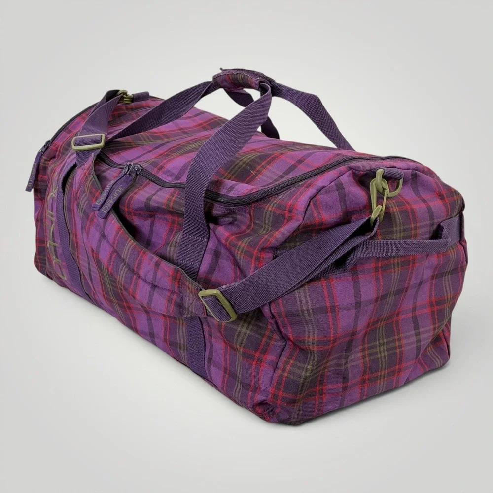 Dakine EQ Large Duffel Bag 26 Purple Plaid Travel Gym Overnight Bag